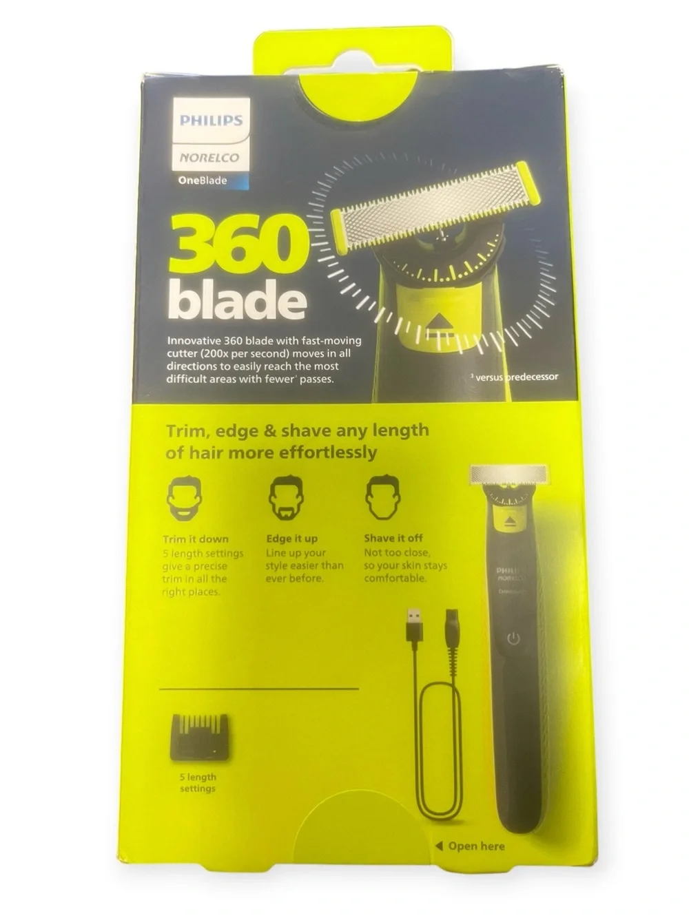 Philips Norelco OneBlade 360 Face Rechargeable Men's Electric Shaver and Trimmer